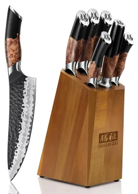 Messer-Set 7-teilig mit Block, japanisch, 20 cm Kochmesser