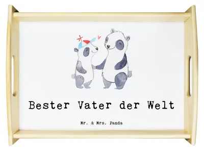 Produktbild von Mr. & Mrs. Panda Tablett Panda Bester Vater der Welt - Weiß - Geschenk, Paps, Mann, Geschenkidee, sofatablett, Papi, Dankeschön, Familie, Eltern, Frühstückstablett