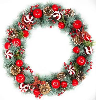 Image de Couronne MagicHome Noël, vert-rouge, 50x50x12 cm