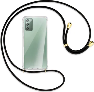 Produktbild von Handykette Backcover-Schutzhülle mit Band (Metall goldfarben) für Samsung Galaxy Note20 4G/5G (N980,N981) - schwarz