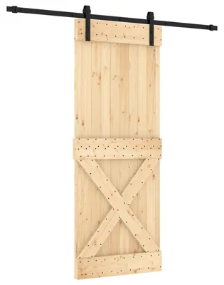 Produktbild von Schiebetür Natürlich und Schwarz 80 x 210 cm Massivkiefer