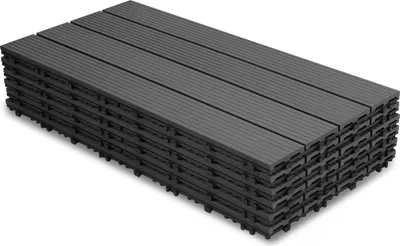Produktbild von Vigevee Terrassenfliesen 42 Stück Holzfliesen Balkon 30x60cm, WPC Fliesen Wasserfilterbar Terrassen Garten, Anthrazit
