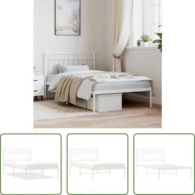 Produktbild von The Living Store Bettgestell mit Kopfteil Metall Weiß 107x203 cm