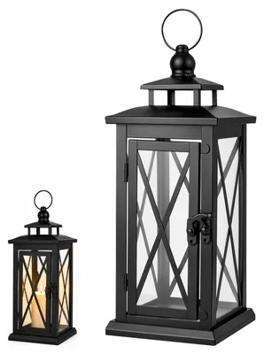 Metall-Lantaarn 28,5 cm schwarz – wetterfestes Windlicht für Garten & Balkon