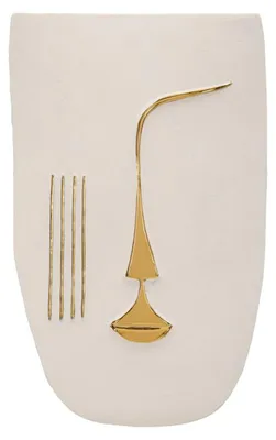 Produktbild von Wanddeko Keramik-Paneel strukturiert 25x39.5 cm Weiß Gold Mauro Ferretti Mumbasa