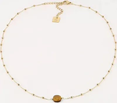 Produktbild von Zag Bijoux NECKLACE SHORT GOLDEN STEEL Lapis lazuli 38+5cm