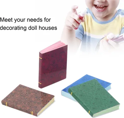 Image de 4 livres miniatures pour maison de poupées à l'échelle 1:12, mini-décorations, accessoires pour jouets