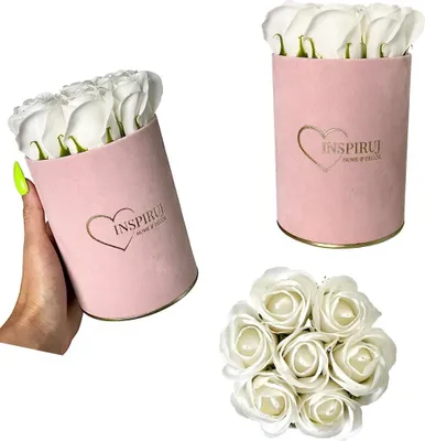 Produktbild von Flowerbox Inspiruj - Rosa Box mit Seifenrosen - Nr. 19 Weiß
