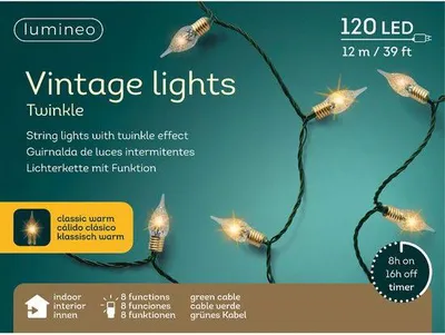 Productafbeelding van Led vintagelight 12 meter 120 LED groen/klassiek warm Lumineo