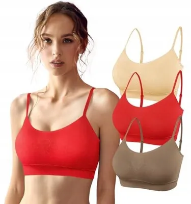Zdjęcie produktu dla Biustonosz sportowy damski push up bez fiszbin 3 szt fitness joga