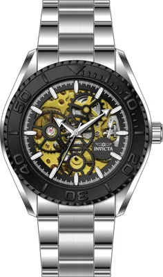 Produktbild von Invicta Objet D Art 69762 Herrenarmbanduhr - Automatisches Uhrwerk - Edelstahl mit schwarzem Zifferblatt - 43 mm