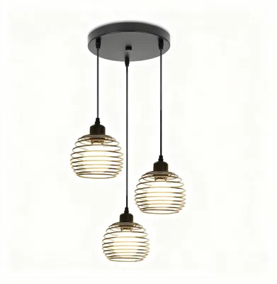 Image de ZMH Pendentif 3 flammes Noir Pendentif Vintage E27 Pendentif Métal Hauteur Ajustable 120 Cm Pendentif Pour Table à Manger Chambre à coucher Cuisine