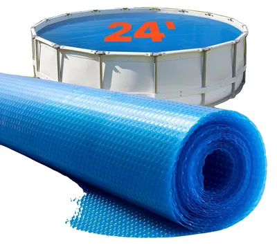 Zdjęcie produktu dla VEVOR basenowa osłona przeciwsłoneczna okrągła φ 7315 mm, folia przeciwsłoneczna, 0,2 mm basenowa osłona przeciwsłoneczna z poduszką powietrzną i materiałem PE, pochłanianie ciepła w ciągu dnia, magazynowanie ciepła w nocy, osłony przeciwsłoneczne, niebieska