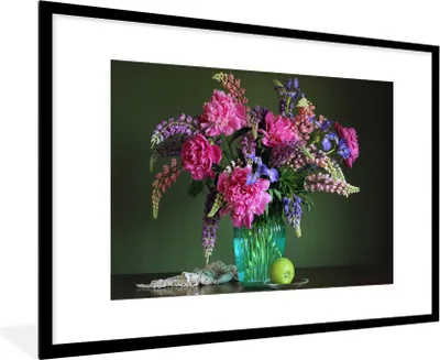 Produktbild von MuchoWow® Gerahmtes Poster Farben - Blumen - Stillleben 90x60 cm - Poster mit Schwarzem Bilderrahmen Wandposter Rahmen Foto Bilder - Wanddekoration - Fotos