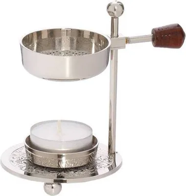 Produktbild von Sparsamer Weihrauchbrenner Weihrauchständer Holzgriff Silbern Vernickelt 1521