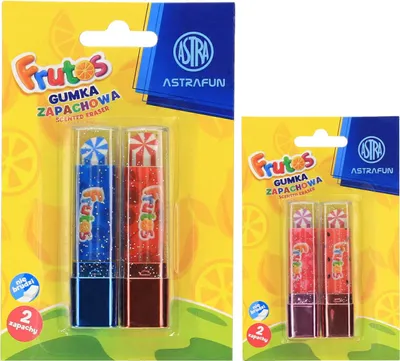 Zdjęcie produktu dla Gumka Zapachowa W Kształcie Szminki Astra Frutos 2Szt.blister