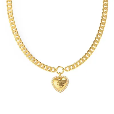 Obrázek produktu pro Řetízek Guess z nerezové oceli That's Amore s krystaly, srdce, zlato