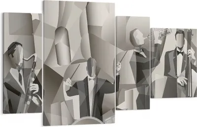 Produktbild von Bild auf Leinwand - Leinwandbild - Jazz Musik Musiker - 120x70cm - Wand Bild - Wanddeko - Leinwanddruck - Bilder - Kunstdruck - Wanddekoration - Leinwand bilder - Wandkunst - DL120x70-4119