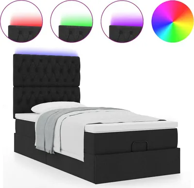 Immagine prodotto di Struttura Letto Pouf con Materasso Nero 90x190 cm in Tessuto