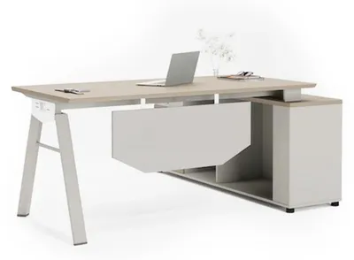Zdjęcie produktu dla Przestronne, nowoczesne biurko w kolorze szarym – designerskie, przestronne biurko