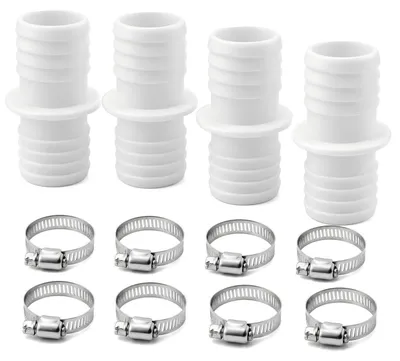 Produktbild von Poolschlauch Verbinder 38mm 4er Set mit 8 Edelstahl Schlauchschellen