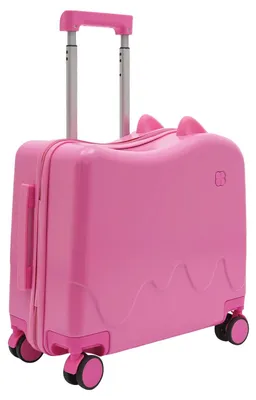Produktbild von Kindertrolley - Ride-on Kinderkoffer 46 cm - Zahlenschloss - 4 leise 360° Rollen - Teleskopgriff - Für Kinder 4–6 Jahre - Rosa