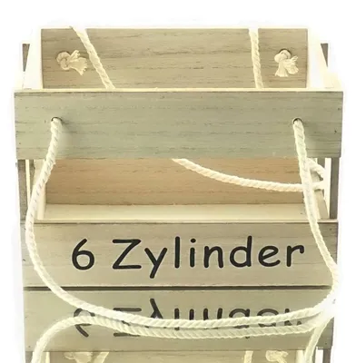Produktbild von Riffelmacher Flaschenkasten mit Henkel "6 Zylinder" Holz Natur 23 cm x 14 cm x 15 cm