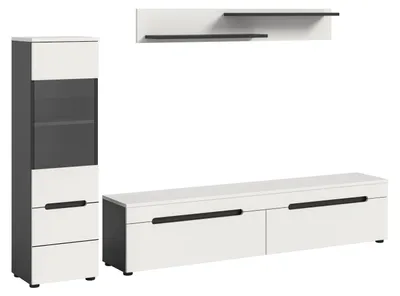 Produktbild von Wohnwand Anbauwand Canu | 2-teilig | weiß / Basalt Grau ohne