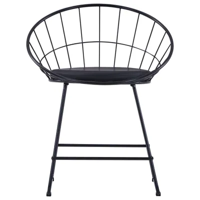 Image de vidaXL Chaise de salle à manger 2 pcs. noir similicuir acier