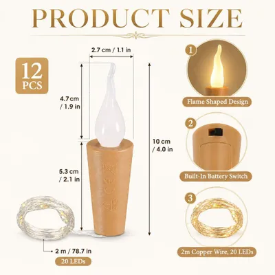 Produktbild von Flaschenlichterkette 15 Stück Korken 20M LED Lichterkette Dekoration