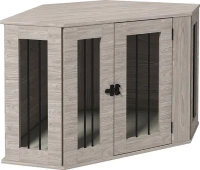 Zdjęcie produktu dla PawHut klatka dla psa, kwadratowa buda dla psa z poduszką, domek dla psa z drzwiczkami, klatka dla średnich psów, orzech, 104 x 55 x 63 cm