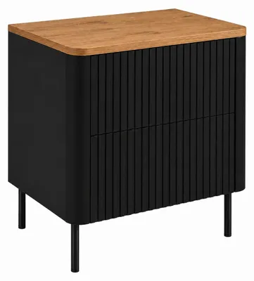 Image de Armoire de salle de bain, dimensions 60 cm, couleur noire, façade en bois imitation chêne, pieds noirs, dimensions : 60,8 x 44,2 x 65 cm, Image générée par une IA