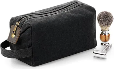 Produktbild von Quadra QD651 | Kulturbeutel Heritage Waxed Canvas Wash, 12 x 25 x 11 cm - Farbe: Black - Größe: 12 x 25 x 11 cm