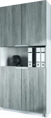 Produktbild von Vladon Büroschrank Logan V2,  Germany, Aktenschrank mit 5 Fächern und 4 Türen, Weiß matt/Avola-Anthrazit (82 x 184 x 37 cm)