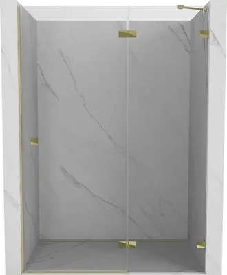 Image de Mexen Lunar porte de douche pivotante droite 130 cm, transparent, doré - 834-130-000-50-00-P