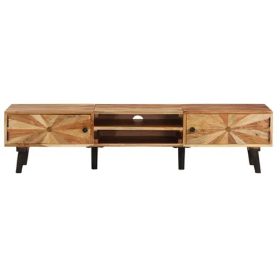 Image de Meuble TV vidaXL 145 x 35 x 35 cm en bois massif d'acacia