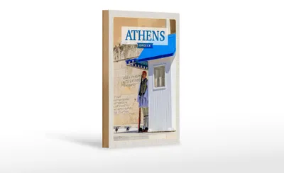 Produktbild von Holzschild Reise 12x18cm Athens Greece Evzone Wache Dekoration
