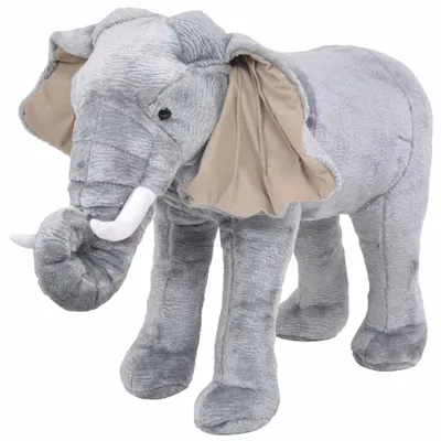Produktbild von vidaXL Plüschtier Elefant Stehend Plüsch Grau XXL