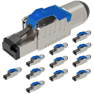 Produktbild von Netzwerkstecker Cat8 Cat8.1 RJ45 Stecker 12 Steckverbinder werkzeuglos geschirmt