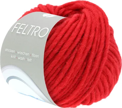 Immagine prodotto di Lana Grossa FELTRO UNI 50 g di lana per infeltrimento moderna in 51 colori 50 m di filato per infeltrimento colore 007 - rosso