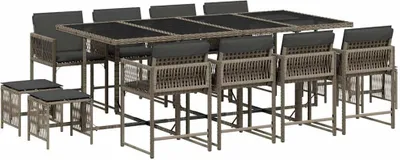 Produktbild von vidaXL 13-tlg. Garten-Essgruppe mit Kissen Grau Poly Rattan