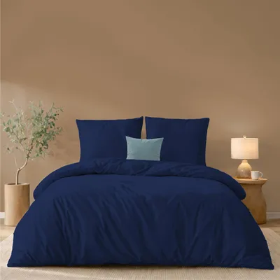 Productafbeelding van Omgoods - Duvet Cover Set 240 x 220 cm met 2 Kussenslopen in Donkerblauw