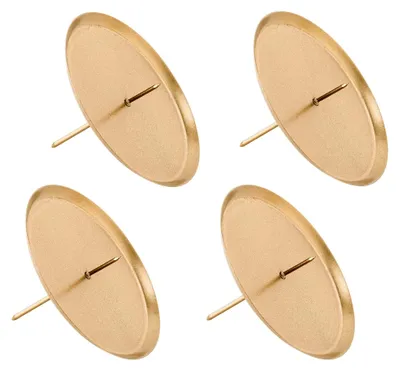 Produktbild von Kerzenpick mit Dorn in Gold - 4er Set / 10 cm - Adventskranz Weihnachtsgesteck Kerzenhalter