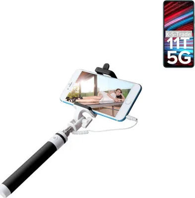 Produktbild von K-S-Trade Selfie Stick kompatibel mit Xiaomi Redmi Note 11T 5G Selfiestick kabelgebunden Monopod mit Kabel Stab Stange Selfportrait Handheldstick