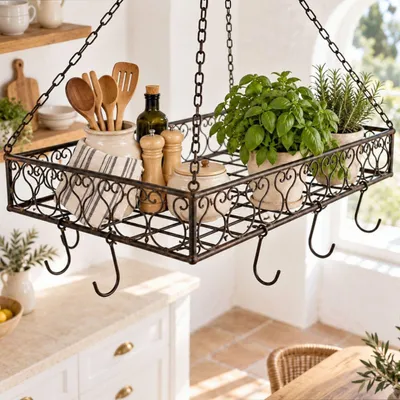 Produktbild von Topfhänger Cocina Pfannenhänger 65 cm Deckenregal Hängeregal Hänger Wurstkrone