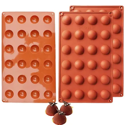 Immagine prodotto di Stampo in silicone a forma di semisfere, confezione da 3 pezzi, con 24 cavità, ideale per torte, budini, gelatine e cioccolato
