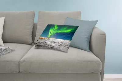 Produktbild von MuchoWow® Zierkissen Sofakissen Wohnzimmer Dekokissen 60x40 cm Nordlichter - Berg - Schnee - Kopfkissen - Polster mit Foto