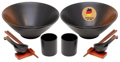 Ramen Bowl Set für 2 Personen, Keramik, 1,1 l, schwarz
