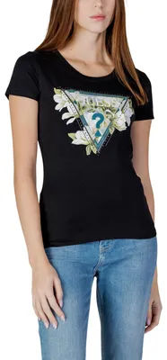 Produktbild von Guess SS CN CAMELIA TRIANGLE TEE Damen T-Shirt Schwarz : Größe - S Größe: S