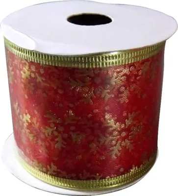 Image de Ruban de Noël rouge de 6 cm de large et 270 cm de long